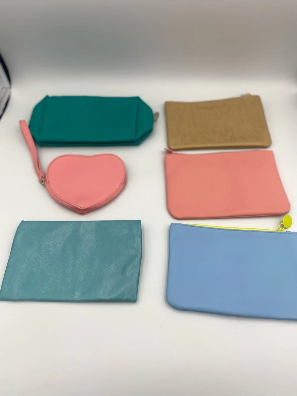 ipsy Assorted Colorful Cosmetic Pouch Set - Pink Heart & Blue 'Power Moves'